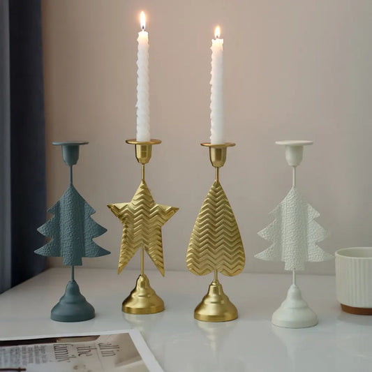White Elegant Star Metal Candlestick Holder - Decorative Taper Candle Stand for Home, Tabletop & Special Occasions - Image 2
