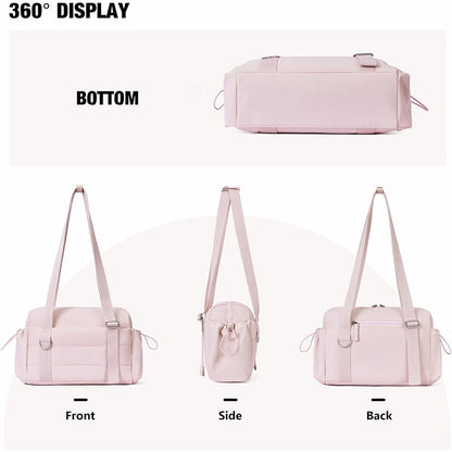 Beige Chic Women's Mini Gym Duffel Bag - Lightweight Nylon Shoulder Tote with Wet Pocket, Multiple Compartments & Removable Pouch - Image 6
