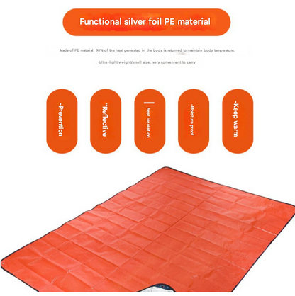 Heavy Duty PE Emergency Survival Blanket - Waterproof Thermal Reflective Tarp (Orange/Silver) - Image 2