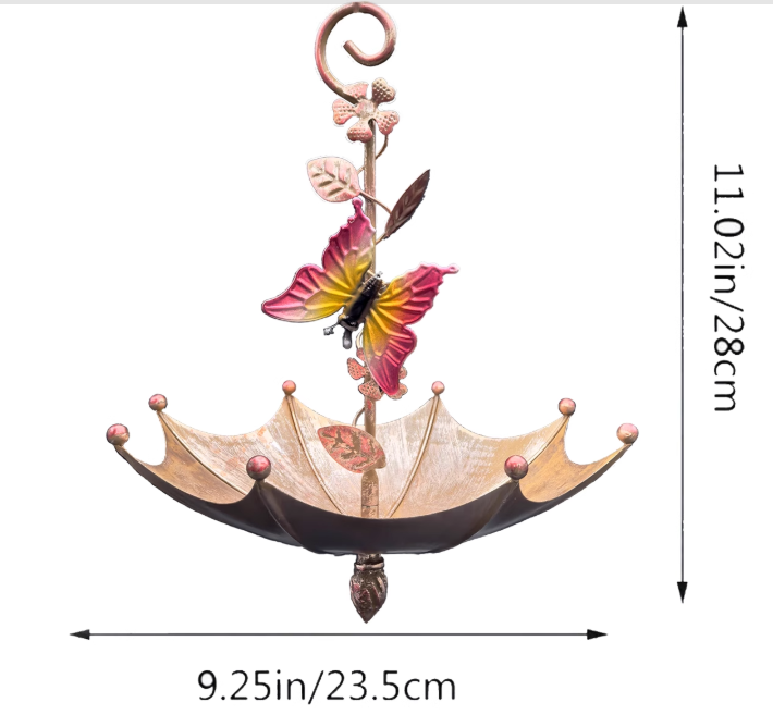 Butterfly Charming Hanging Umbrella Bird Feeder - Decorative Outdoor Garden Accent - Image 2