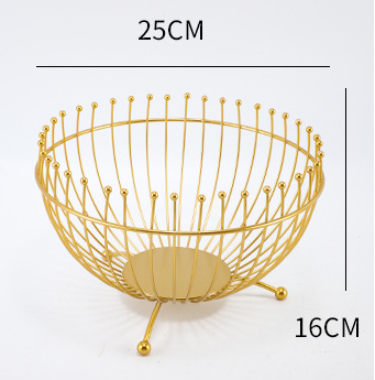 Small Feet Gold Modern Metal Wire Fruit Basket Bowl - Countertop Storage for Fruit & Snacks - Image 2