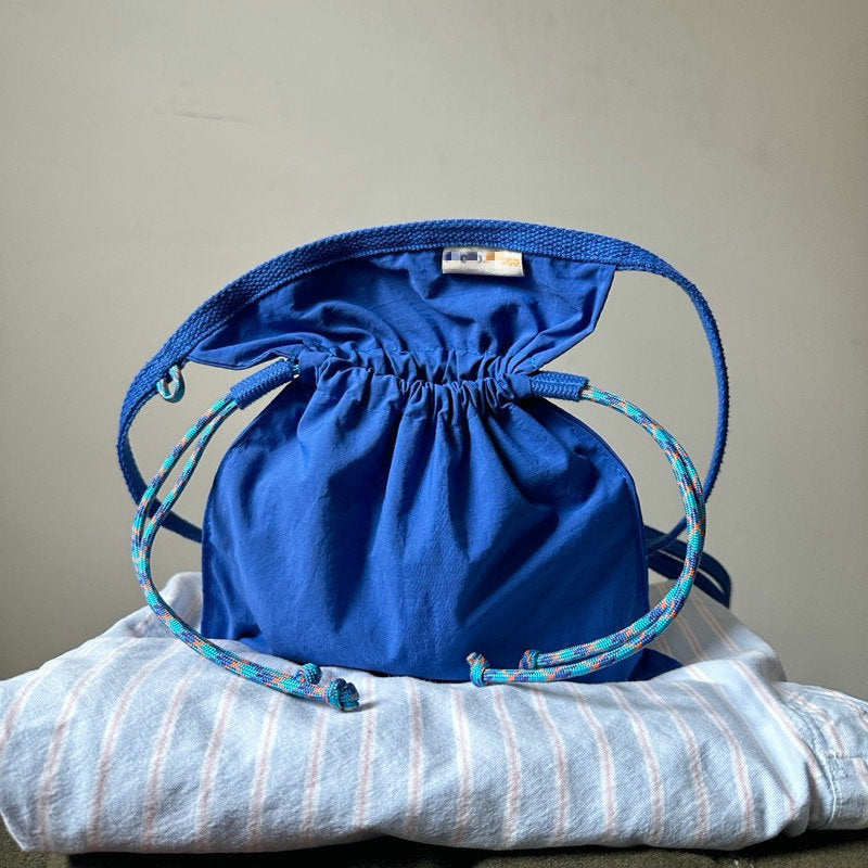 Blue 2PCS Cute Lightweight Drawstring Crossbody Phone Bag - Simple Mini Shoulder Pouch (21x22cm)