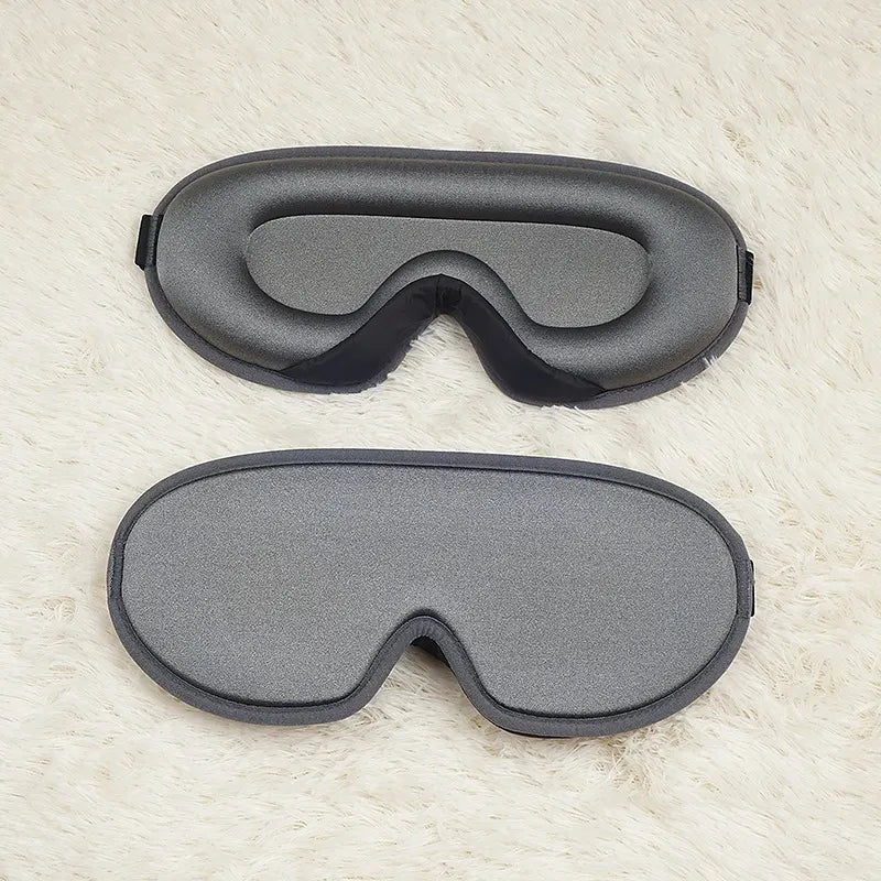 Grey Set of 2 3D Contoured Sleep Eye Masks - Total Blackout Memory Foam Blindfold with Lycra