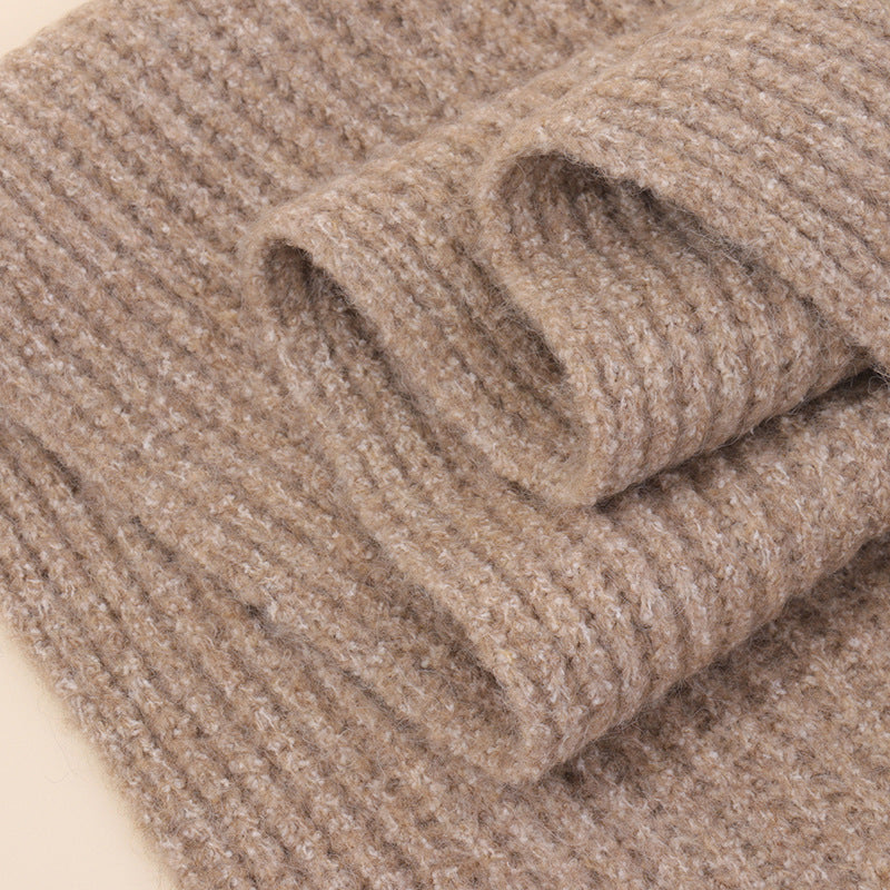Black Soft Ribbed Knit Winter Scarf - Cozy Warm Wool Blend Neck Wrap (160x25cm) - Image 2