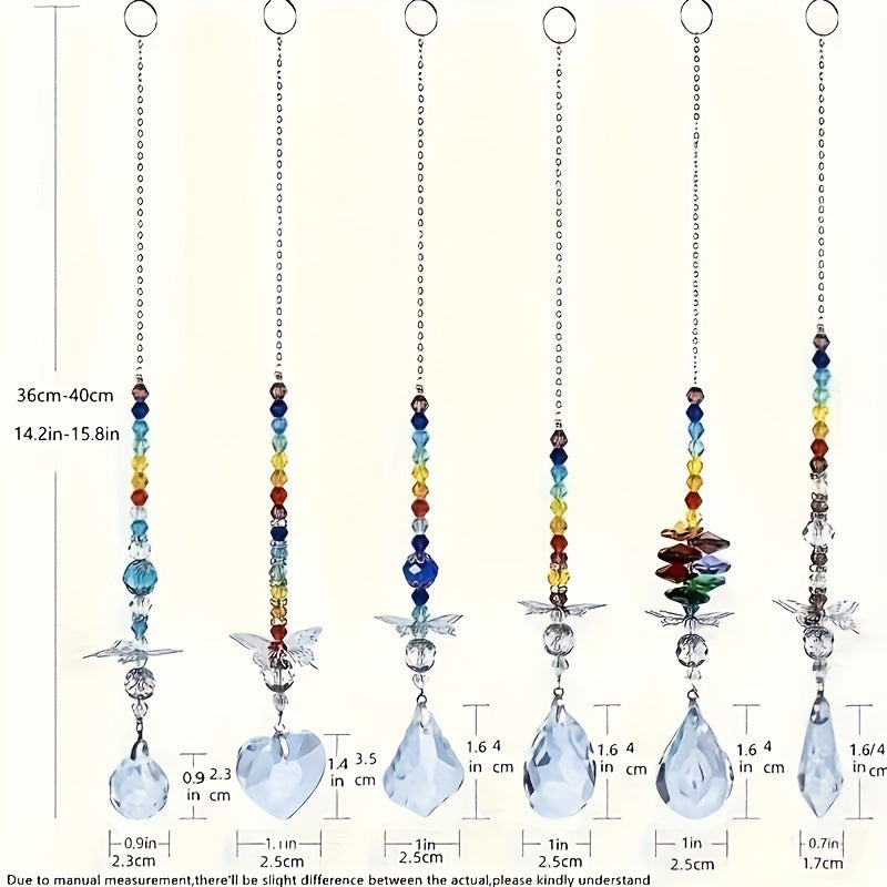 Set of 6 Crystal Suncatcher Hanging Ornaments - Butterfly Star Moon Prism Window Decor - Image 2