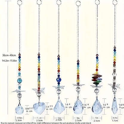 Set of 6 Crystal Suncatcher Hanging Ornaments - Butterfly Star Moon Prism Window Decor - Image 2