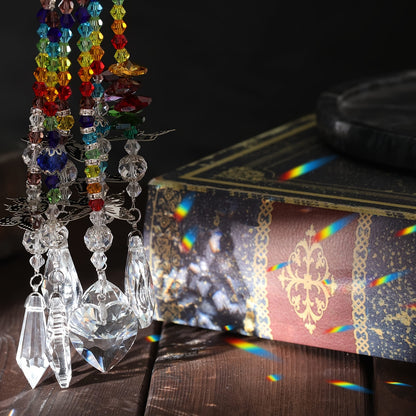 Set of 6 Crystal Suncatcher Hanging Ornaments - Butterfly Star Moon Prism Window Decor - Image 3