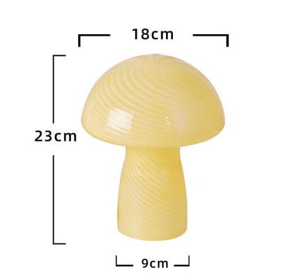 Camouflage Green Retro Swirl Glass Mushroom Table Lamp - LED Bedside Night Light  - Image 2