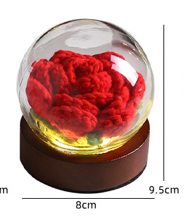 Gradient Light Pink Rose Knitted Flower LED Dome Lamp - USB Touch 3-Color Night Light - Image 2