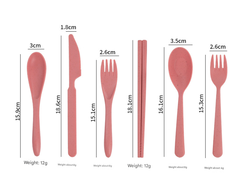 White Durable Eco-Friendly Wheat Straw Dinnerware Set - 24 Pieces with Plates, Bowls, Cups & Cutlery - Image 2