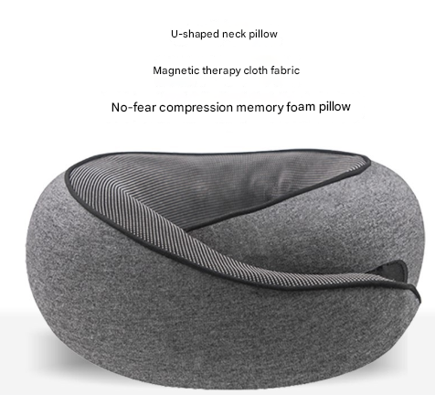 Light Grey Ergonomic Memory Foam Travel Neck Pillow - U-Shaped Support for Naps & Journeys - Image 2