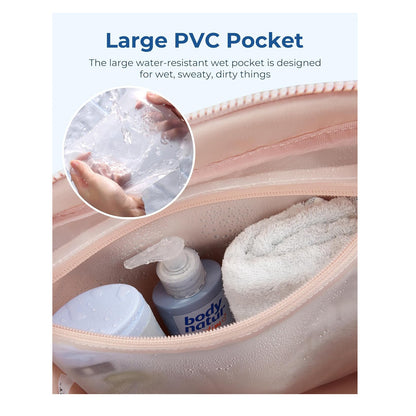 White Large Capacity Quilted Travel Tote Bag - Waterproof Gym Duffel with Wet Pocket (42x19x30cm) - Image 4