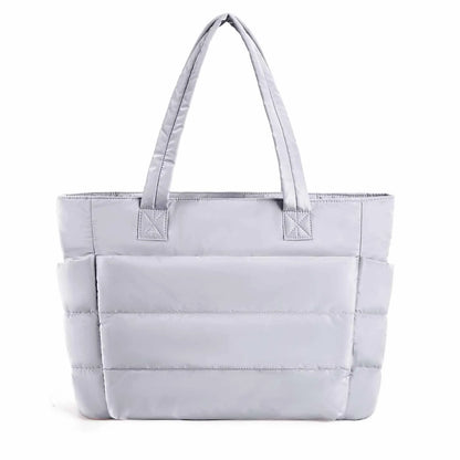 Light Grey Large Capacity Nylon Tote Bag for Women - Fashionable Travel Shoulder & Crossbody Handbag