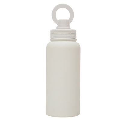 White Premium 35oz Stainless Steel Insulated Sports Bottle with Magnetic Phone Holder Lid