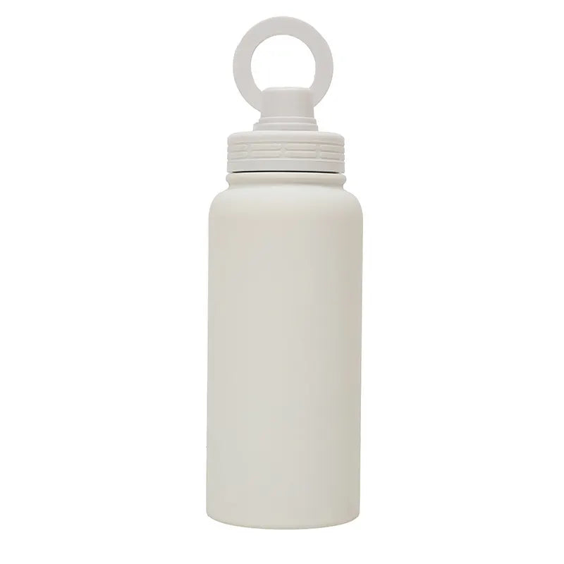White Premium 35oz Stainless Steel Insulated Sports Bottle with Magnetic Phone Holder Lid