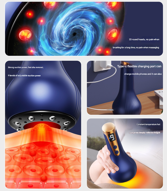 White Electric Meridian Scraping Massager with Air Release Valve - Full Body Suction Therapy, 16.6x8.4cm - Image 4
