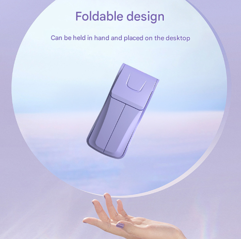 Pink Creative Dual-Head Folding Handheld Fan - USB Rechargeable, 3-Speed Strong Wind, 10.5x4.5x4cm - Image 3