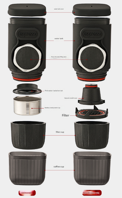 Portable Hand-Press Espresso Maker - Compact Capsule & Powder Coffee Machine - Image 4