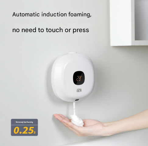 Dark Blue Wall-Mounted No-Drill Automatic Foam Soap Dispenser - Infrared Sensor for Bathroom, 145x145x48mm - Image 2