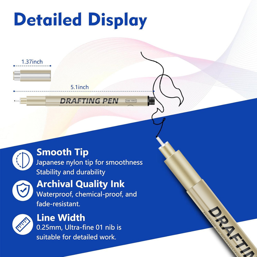0.35mm 12-Piece Precision Drawing Pen Set - Waterproof Anime Sketching Pens for Students, Assorted Tips - Image 2