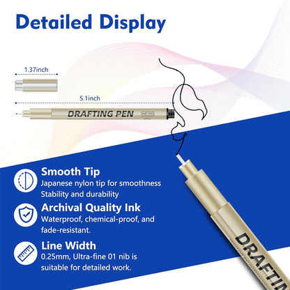 0.35mm 12-Piece Precision Drawing Pen Set - Waterproof Anime Sketching Pens for Students, Assorted Tips - Image 2