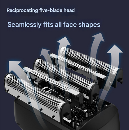 Silver Reciprocating 5-Blade Beard Trimmer - Waterproof Electric Razor for Full-Body Use - Image 2