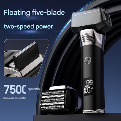 Silver Reciprocating 5-Blade Beard Trimmer - Waterproof Electric Razor for Full-Body Use - Image 3