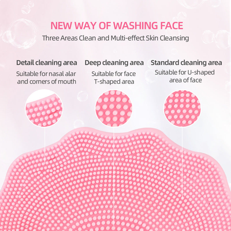 Pink Electric Silicone Facial Cleanser - All-Around Vibration Massage Face Cleaning Device - Image 4