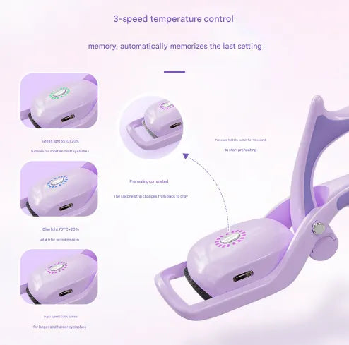 Pink USB Rechargeable Electric Heated Eyelash Curler - Lash Lift and Extension Tool - Image 2