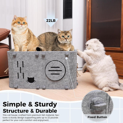 Felt Cat House - Detachable Foldable Breathable Pet Bed for Cats and Small Dogs, 45x35x35cm - Image 3