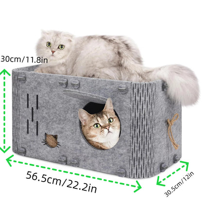 Felt Cat House - Detachable Foldable Breathable Pet Bed for Cats and Small Dogs, 45x35x35cm - Image 5