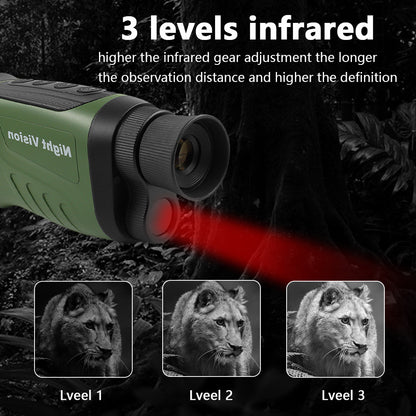 Green HD Digital Night Vision Monocular - High-Magnification Infrared Scope for Day & Night Use - Image 2
