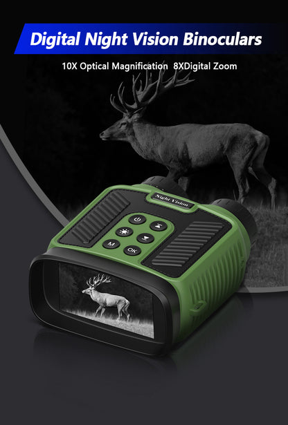 Green 4K Ultra HD Digital Night Vision Binoculars - Infrared Scope for Hunting & Outdoor Observation - Image 3