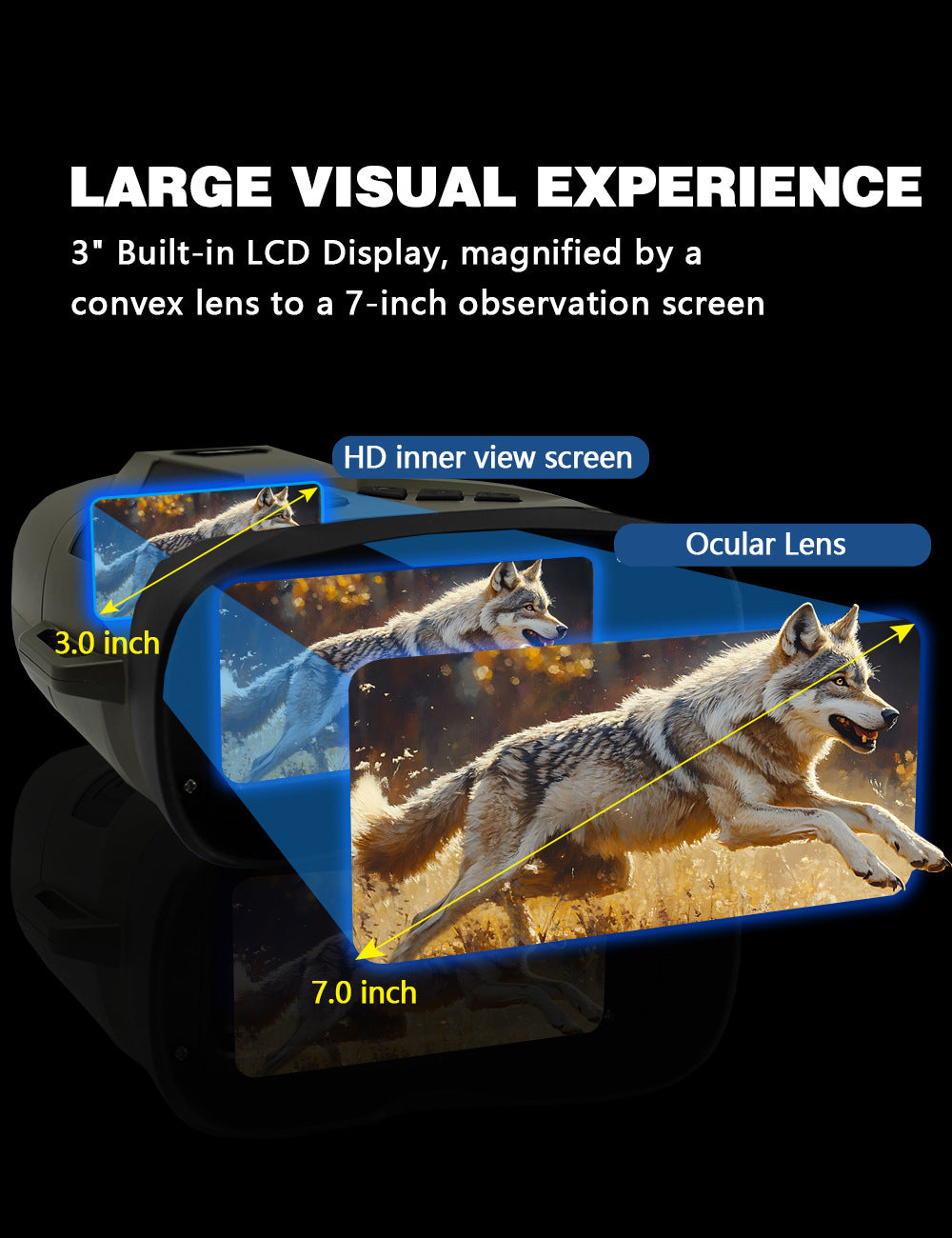 Grey 4K Portable Digital Night Vision Binoculars - HD Photo & Video Infrared Scope - Image 4