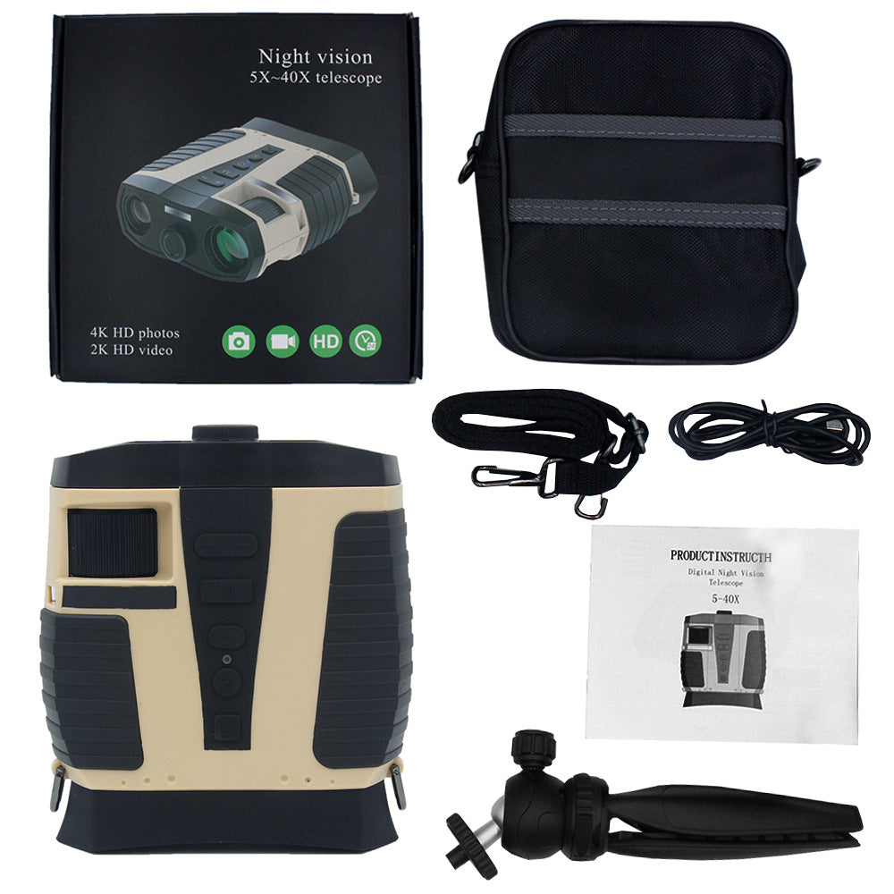 Beige HD Digital Night Vision Binoculars - High Magnification Infrared Scope with Color Night View - Image 2