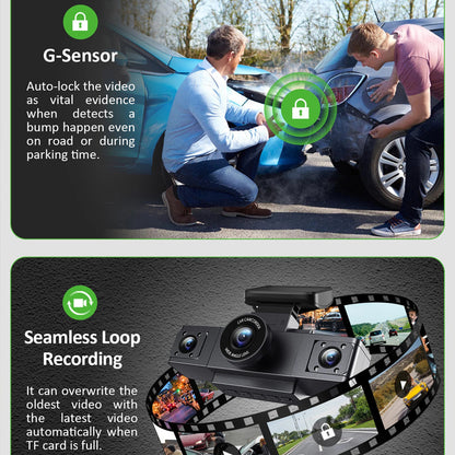 3-Inch HD 1080P Dash Cam - Front, Rear, and Left Recording, 19x12x8cm - Image 3