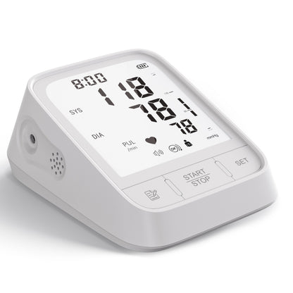 White Smart Upper Arm Blood Pressure Monitor - Medical Automatic BP Machine for Export