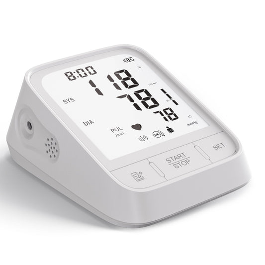 White Smart Upper Arm Blood Pressure Monitor - Medical Automatic BP Machine for Export
