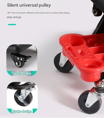 Divided Cup Holder Auto Repair Polishing Stool - Detachable Seat Car Wash Tool Creeper Stool - Image 2