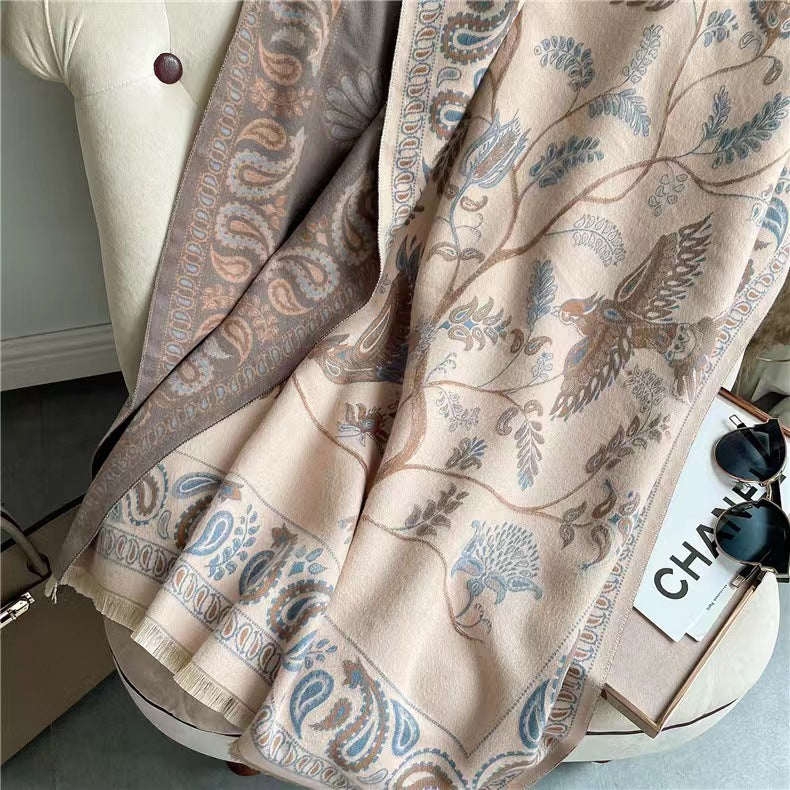 Faux Cashmere Sun Protection Shawl - Summer AC Room Dual-Use Decorative Scarf - Image 3