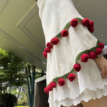 Handmade Rose Bouquet Blanket - Premium Finished Floral Nap Blanket, 113cm Diameter, 52 Flowers - Image 2