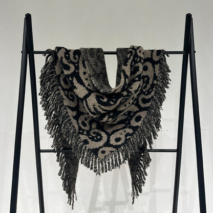Brown Luxurious Fringe Wool and Lambswool Scarf for Women - Thick Warm 60 x 170 cm Shawl