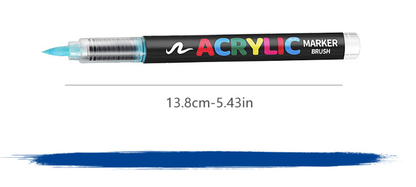24 Colour Set Vibrant Cyan Acrylic Marker with Soft Brush Tip - 13.8 cm Professional Art Pen - Image 4