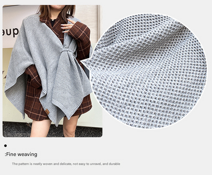 Camel-hair Color Luxurious Faux Cashmere Knitted Cape - Large Buckled 90 x 140 cm Women's Versatile Shawl - Image 2