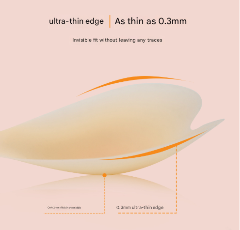 Size M [B cup] Two Pairs Light Skin Colour Heart-Shaped Silicone Breast Sticker - Thin Invisible Push-Up for Small Chest Enhancement - Image 3