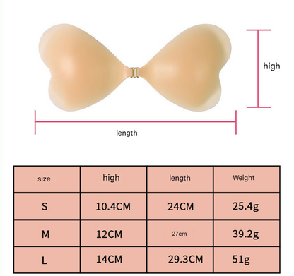 Size M [B cup] Two Pairs Light Skin Colour Heart-Shaped Silicone Breast Sticker - Thin Invisible Push-Up for Small Chest Enhancement - Image 5