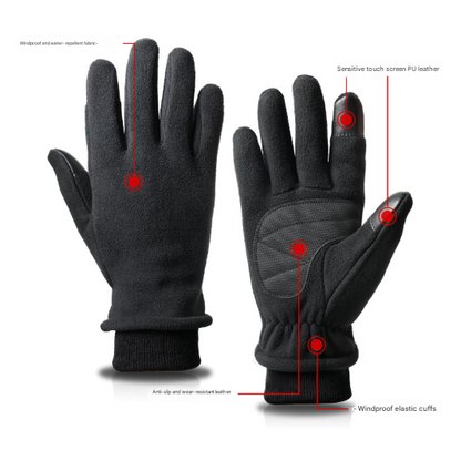 S Navy Blue Warm Windproof Touchscreen Gloves - Anti-Slip Grip for Winter Cycling & Outdoor Sports - Image 2