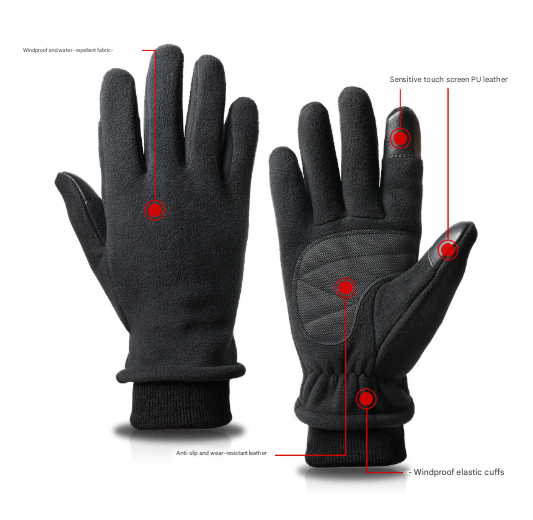 L Navy Blue Warm Windproof Touchscreen Gloves - Anti-Slip Grip for Winter Cycling & Outdoor Sports - Image 2