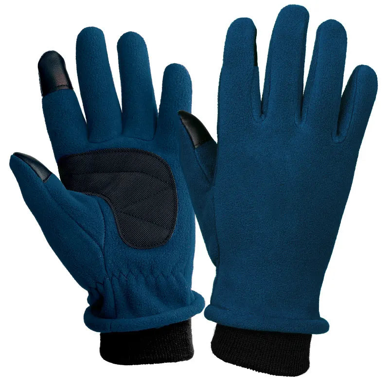 XL Navy Blue Warm Windproof Touchscreen Gloves - Anti-Slip Grip for Winter Cycling & Outdoor Sports