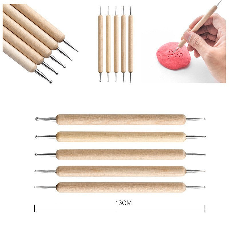 32-Piece Pottery Tool Set with Cloth Bag - DIY Clay Sculpting Kit for Kids - Image 3